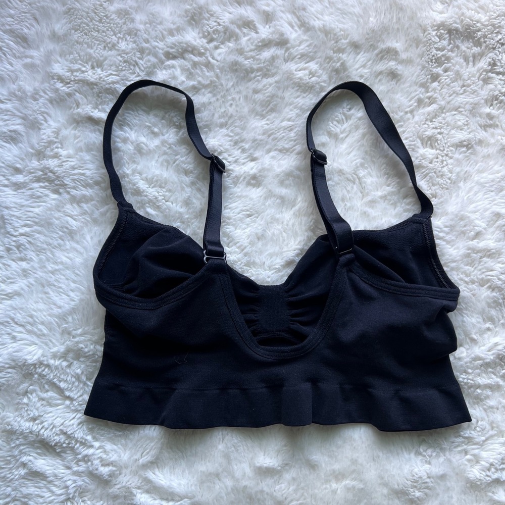 SKIMS Sculpting Bralette Onyx Black Seamless Ruched Wireless Bra Womens Size M - Picture 5 of 8